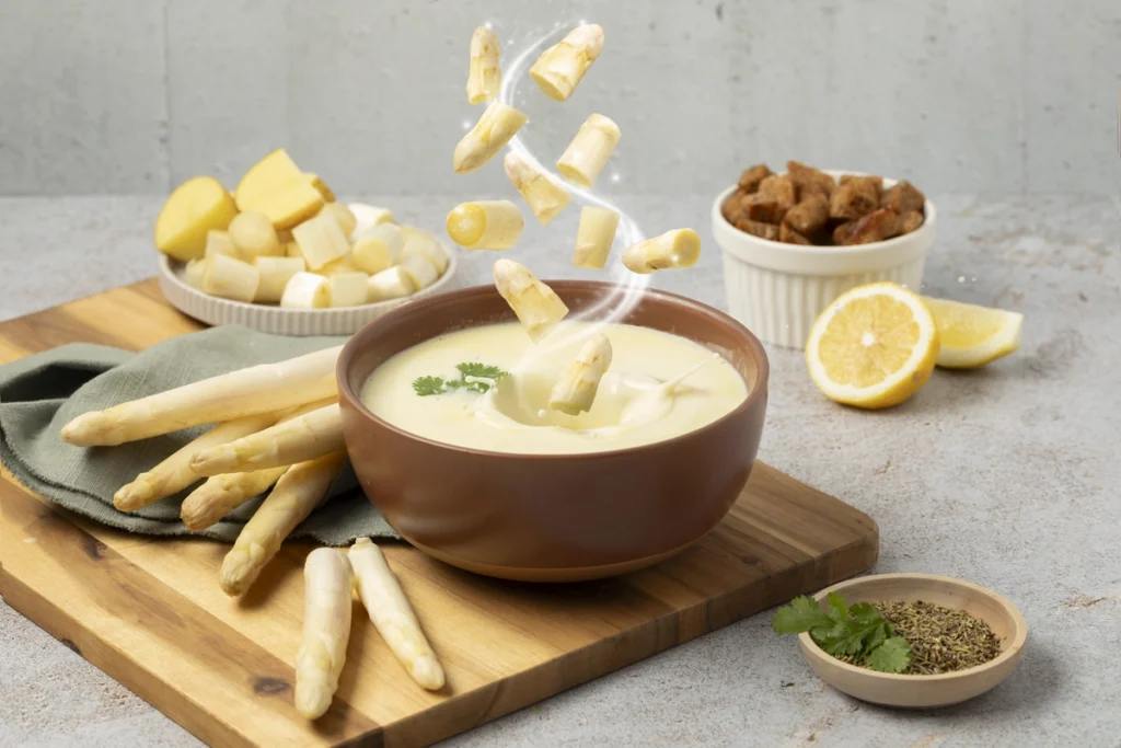 Weiße Spargelcremesuppe für Familien